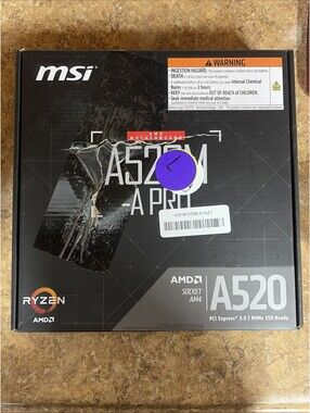 MSI A520M-A PRO AM4 AMD A520 SATA 6Gb/s USB 3.0 Micro ATX AMD Motherboard